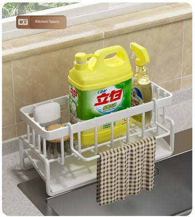 Kitchen Shelf Rag Storage Drainage Shelf No-Punch Storage Rack Home Spice Rack Sink Tap Sink Drainage Rack Kitchen Accessories by Smarsty