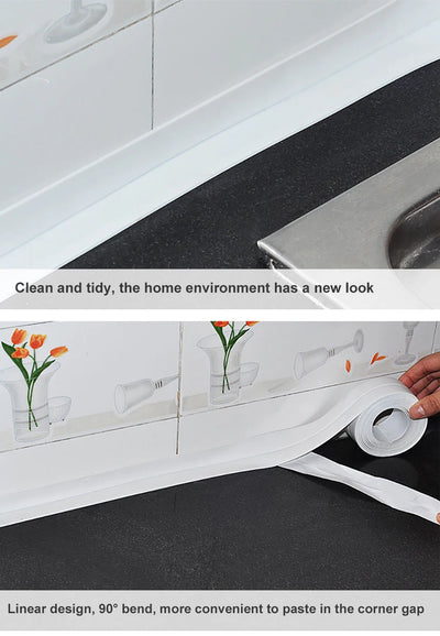 3.2M Bath Caulk Tape Self Adhesive PVC Oil-Proof Kitchen Sink Edge Corner Wall Sticker Waterproof Toilet Sealing Strip Tape - Smarsty