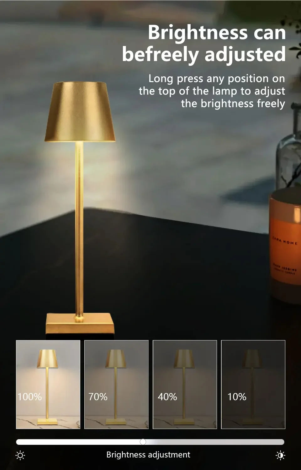 Wireless LED Table Lamp Rechargeable Dimmable Mood Light - Smarsty