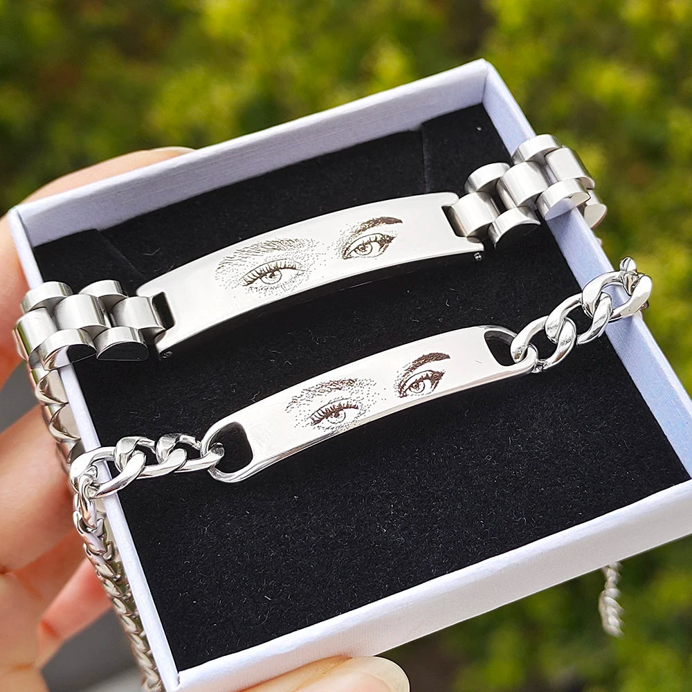 Personalized Stainless Steel Couple Photo Bracelet Gift - Smarsty