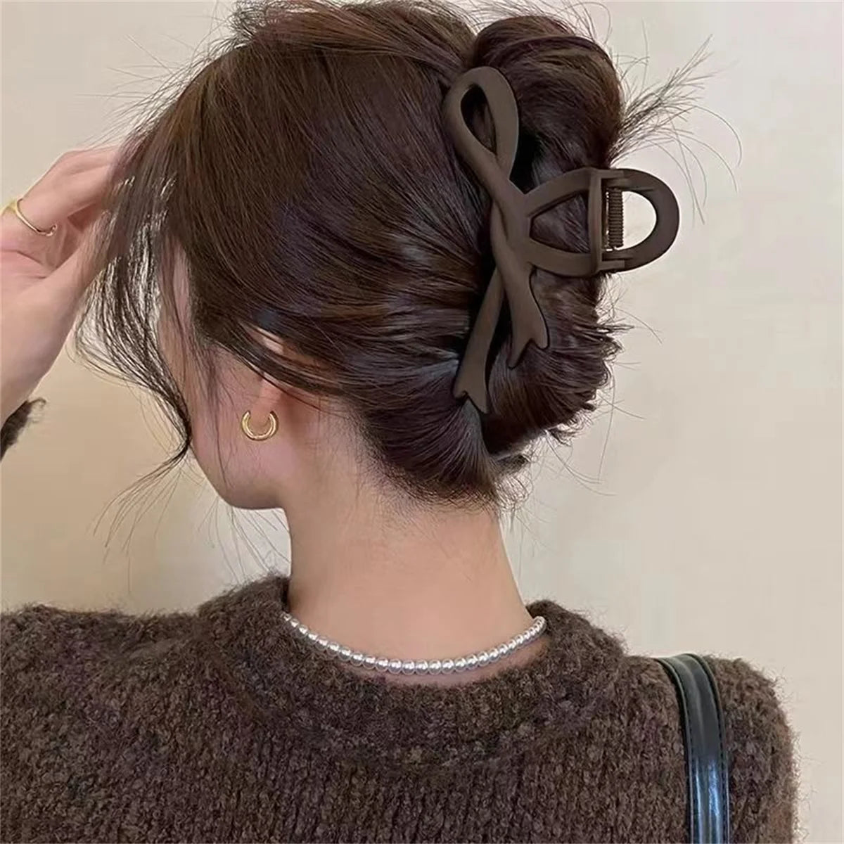 13cm Matte Ribbon Bow Hair Clips Strong Hold Vintage - Smarsty