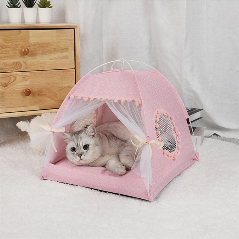 Cute Foldable Cat Bed Tent for Cozy Comfort - Smarsty