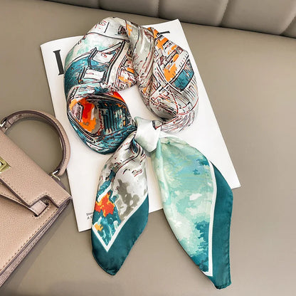 Silk Square Scarf for Women Sun Protection Luxury Shawl - Smarsty