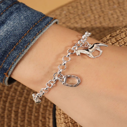 Mens Stainless Steel Double Chain Cross Bracelet Durable Hip Hop Jewelry - Smarsty