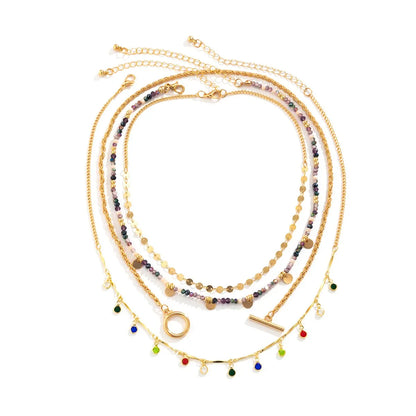 Boho Colorful Crystal Sequin Tassel Choker Necklace - Smarsty