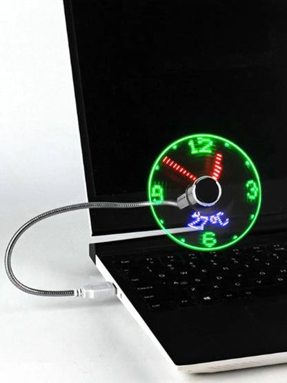 Clock Fans Time Temperature Display Small Night Light DC 5V Portable Gadgets Flexible Gooseneck LED Clock for Laptop PC Notebook