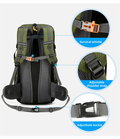 50L Travel Backpack Camping Men Large Hiking Bag Tourist Rucksack Waterproof Outdoor Sports Climbing Mountaineering Bag Luggage by Smarsty