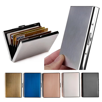 Antitheft ANTI Rfid Blocking ID Bank Credit Card Holder Wallets Men Slim Thin Aluminum Box Metal Mini Minimalist Cardholder Case - Smarsty