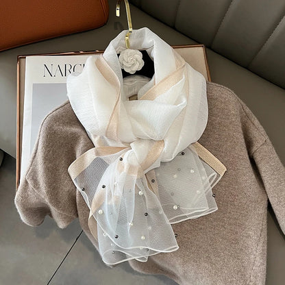 Luxury Women Silk Scarf Lightweight Summer Shawl - Smarsty