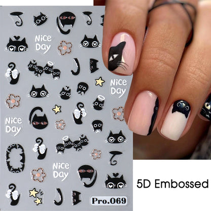 Cute Black Cat Nail Stickers for Fun Manicure Decor - Smarsty