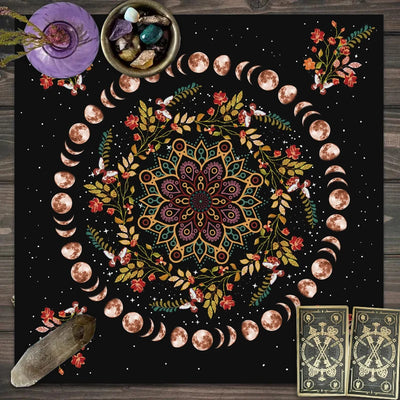 Moonlight Flower Tarot Card Table Cloth for Witchcraft - Smarsty