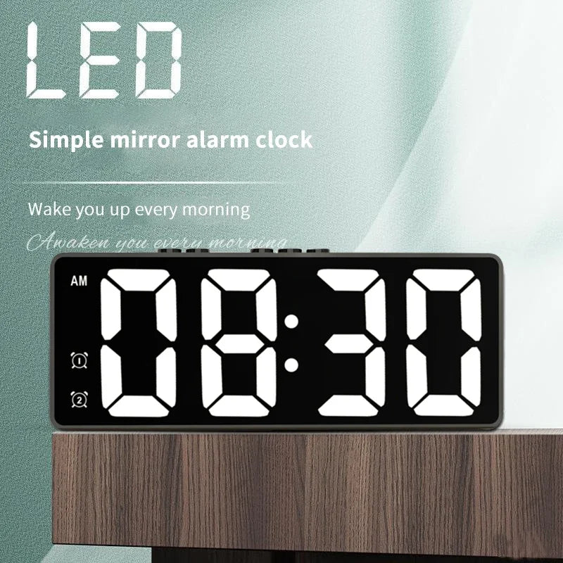 LED Mirror Alarm Clock with Snooze Feature - Smarsty