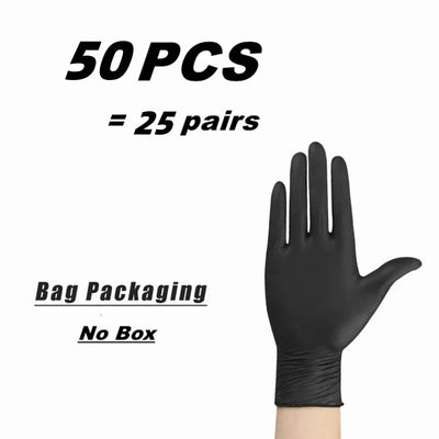 10/20/50/100PCS Black Nitrile Disposable Gloves for Work Latex Free Home Cleaning Glove Textured Mechanic Tattoo Hair Dye Beauty - Smarsty