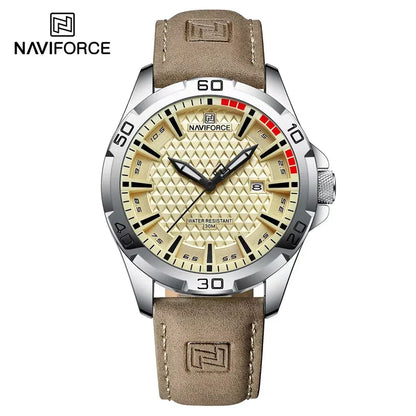 NAVIFORCE Men Fashion Waterproof Quartz Watch with Leather Strap - Smarsty