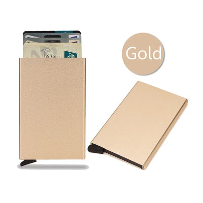 Anti Rfid Blocking Smart Wallet for Men Women ID Bank Credit Card Holder Metal Thin Slim Women Wallets Pop Up Minimalist Purse - Smarsty