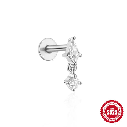 925 Sterling Silver Lotus Tassel Zircon Stud Earrings - Smarsty