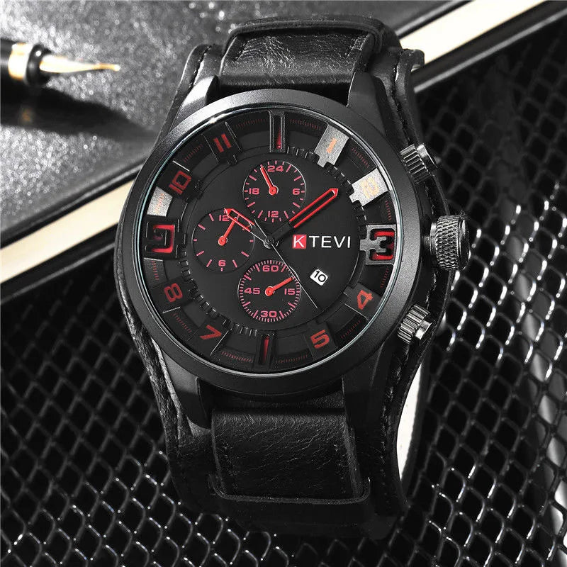 Retro Men's Luxury Quartz Watch with Leather Strap - Smarsty
