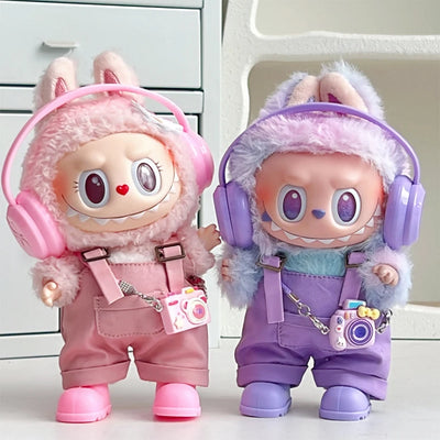 15/17Cm For Labubu Clothes Dolls Sitting Party 1St 2Nd 3Rd Headphones Overalls Shoes Set Apparel Accessories Lovely Outfit Gifts - Smarsty