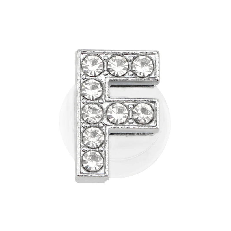 1PC Shoe Charms Glitter Rhinestone Letter Crystal Alphabet Shoes Charm Decorations Jewelry Slider Bracelet Wristbands Accessorie