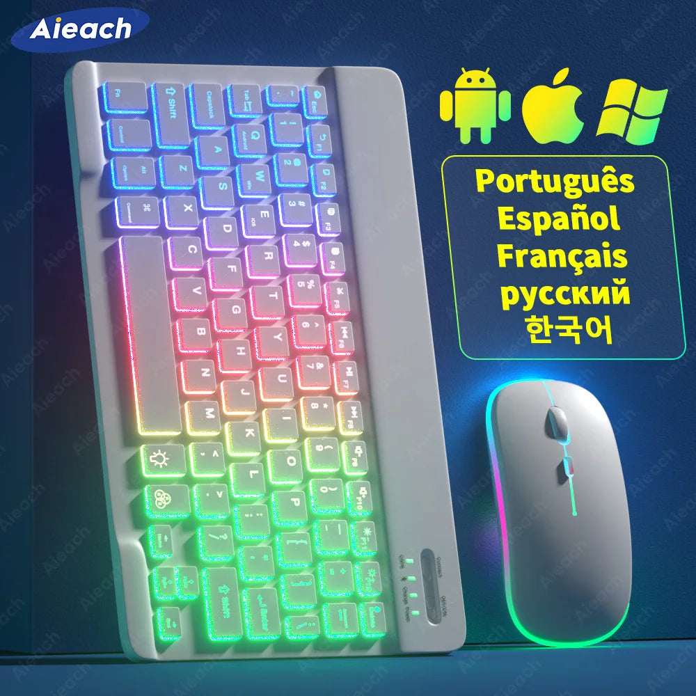 Wireless Tablet Keyboard with Rainbow Backlit for iPad
