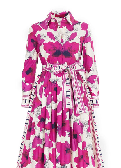 CHCH Women's Dress New Long sleeved Shirt Long Skirt Flower Print Party Dress - Smarsty