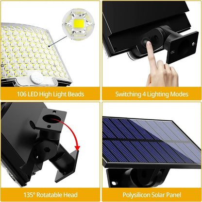Solar Powered LED Wall Lights with Human Body Sensor - Smarsty