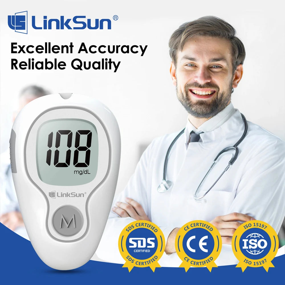 LinkSun Blood Glucose Meter Kit with No Code Strips - Smarsty