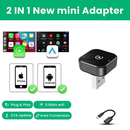 2in1 Wireless CarPlay And Android Auto Adapter Plug And Play - Smarsty