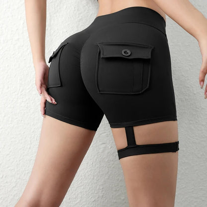 Peach Butt Fitness Shorts Women's Exercise Three-Quarter Pants Cargo Air Dry Pocket Yoga  Tight  Lift Summer - Smarsty