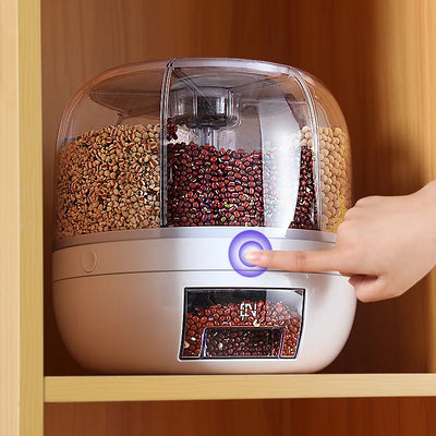 360 Degree Rotating Rice Dispenser Sealed Dry Cereal Grain Bucket Dispenser Moisture-proof Kitchen Food Container Storage Box by Smarsty