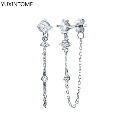 925 Sterling Silver Hoop Earrings White Crystal Luxury - Smarsty