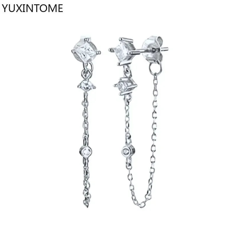 925 Sterling Silver Hoop Earrings White Crystal Luxury - Smarsty