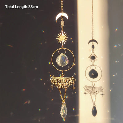 Golden Butterfly Crystal Pendant Suncatcher Wind Chimes - Smarsty