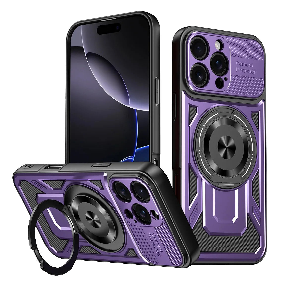 360° Rotatable Magnetic Phone Case for iPhone 16 15 14 13 12 11 Pro Max With Kickstand Shockproof Anti-Drop Cover for Magsafe
