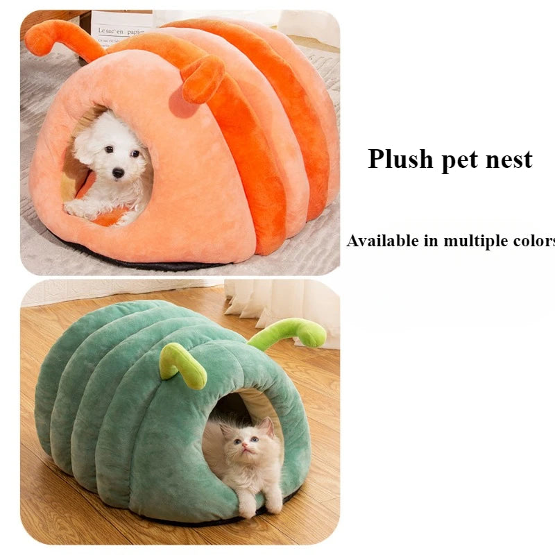 Warm Plush Cat Bed with Foldable Design - Smarsty