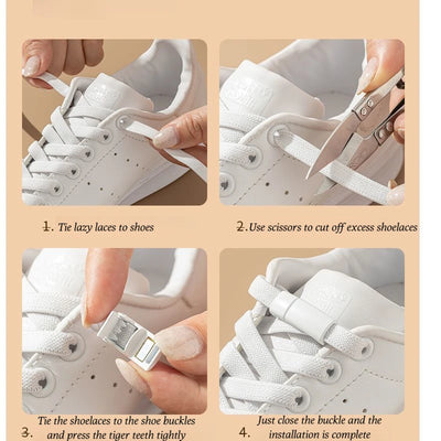 1Pair Magnetic Lock Shoelaces without ties Flat Elastic Laces Sneakers Boots No Tie Shoelace Rubber Bands for Shoes Accessories - Smarsty
