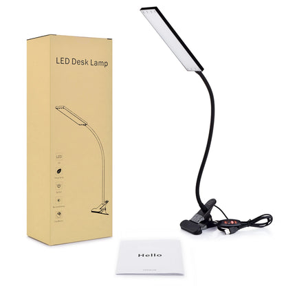 5W LED Clip on Desk Lamp with 3 Modes 11 Brightness  2M Cable Dimmer 14 Levels Clamp Table Lamp