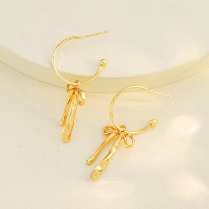 Versatile Gold Bowknot Stud Earrings for Women Daily Wear - Smarsty