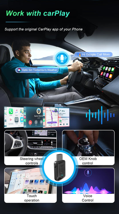 Wireless CarPlay Android Auto Adapter For OEM Car Stereo - Smarsty