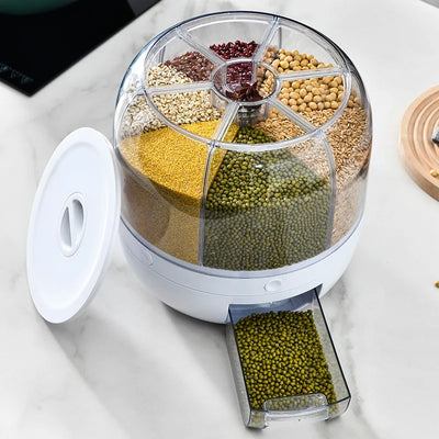 360 Degree Rotating Rice Dispenser Sealed Dry Cereal Grain Bucket Dispenser Moisture-proof Kitchen Food Container Storage Box by Smarsty