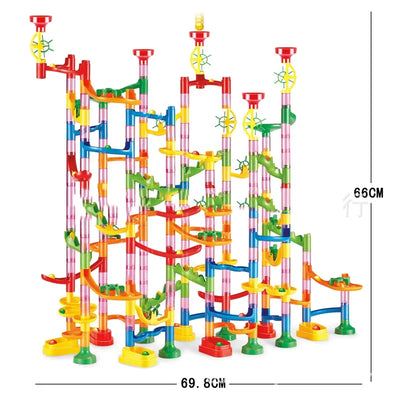 Marble Run Race Track Building Blocks Kids 3D Maze Ball Roll Toy DIY Marble Run Race Coaster Set 80/105/109/133pc Christmas Gift - Smarsty