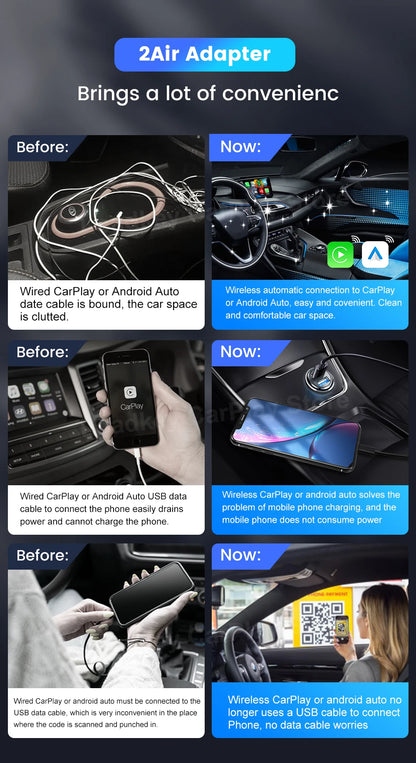Wireless CarPlay Android Auto Adapter For All Cars Spotify - Smarsty