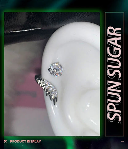 Stainless Steel Ear Cuff With Rhinestone Wing Sparkle - Smarsty