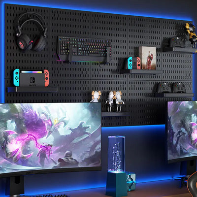 No Punching Pegboard Wall Organizer Panel Shelves For Gamer Room,bathroom,kitchen Storage Rack Organizer Pegboard Accessories by Smarsty