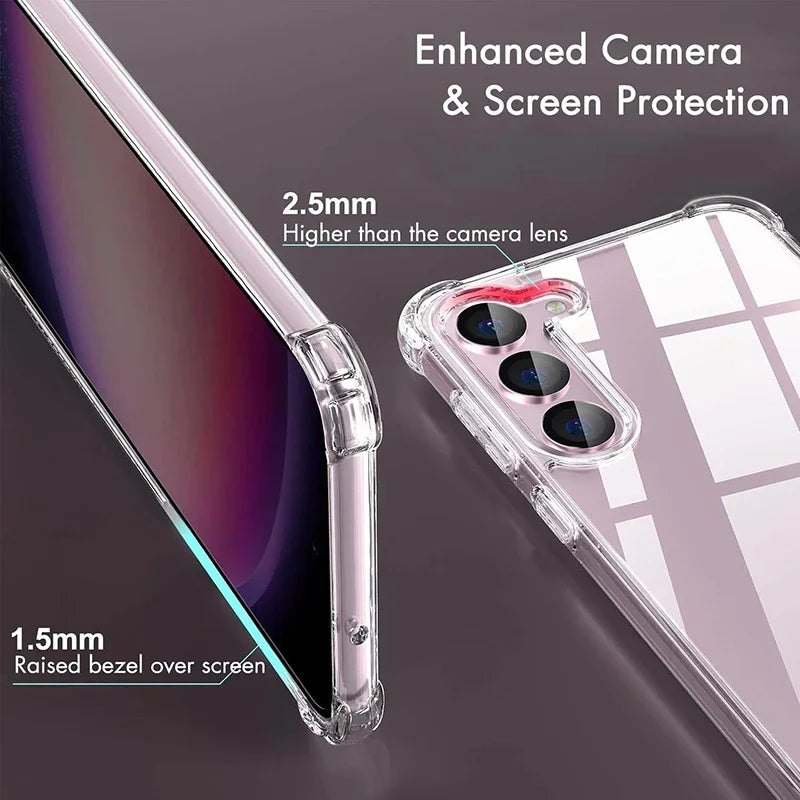 Smarsty Hybrid Shockproof Galaxy Clear Case With Anti Scratch Shield -