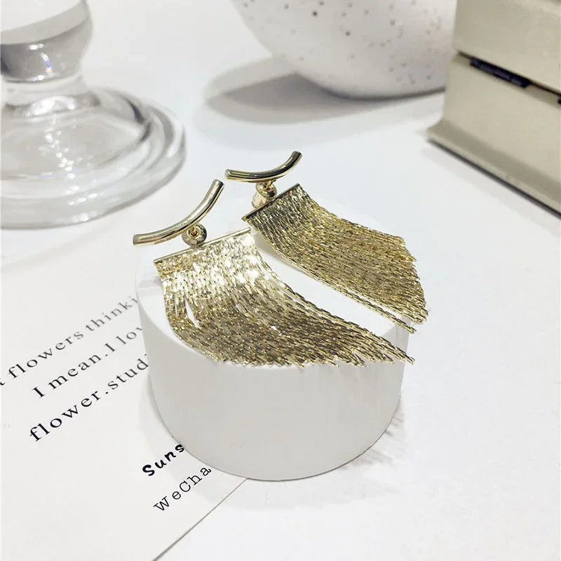 Long Gold Color Tassel Earrings for Women - Stylish Jewelry - Smarsty