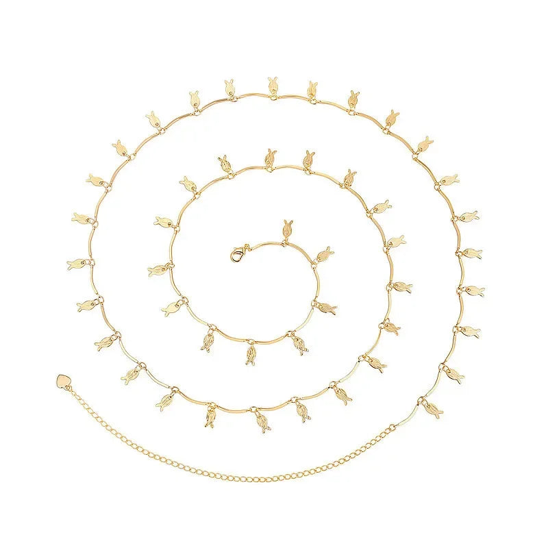 Versatile Peach Heart Body Chain for Summer Beach - Smarsty