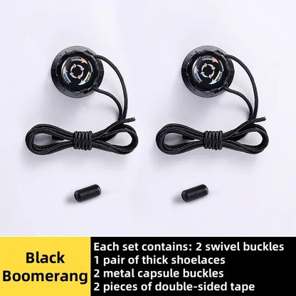 easy installation Automatic Shoelaces Without ties Black white Swivel Buckle Laces Thick Rope Sneakers Shoelace Shoe Accessories - Smarsty