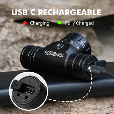 Sofirn HS21 2000lm EDC Headlamp 18650 USB C Rechargeable Flashlight SFT40 Powerful Headlight With Infrared Switch by Smarsty