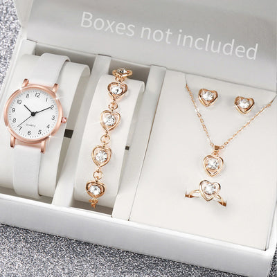 Fashion Women's Quartz Watch with Leather Band and Diamonds - Smarsty